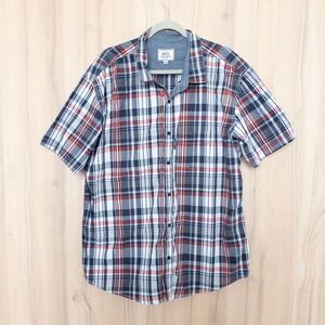 Y2K‎ Ecko Unltd Mens Button Down Plaid Shirt Sz XXL Blue Red Plaid Casual Skater